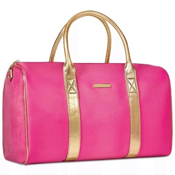 Juicy Couture Duffle Weekender Pink Bag Gold Purse - Picture 1 of 5